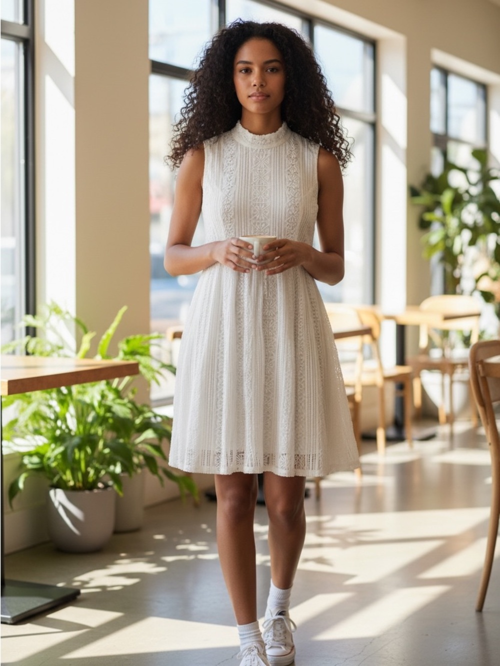 Charlotte Russe White Lace Sleeveless Dress